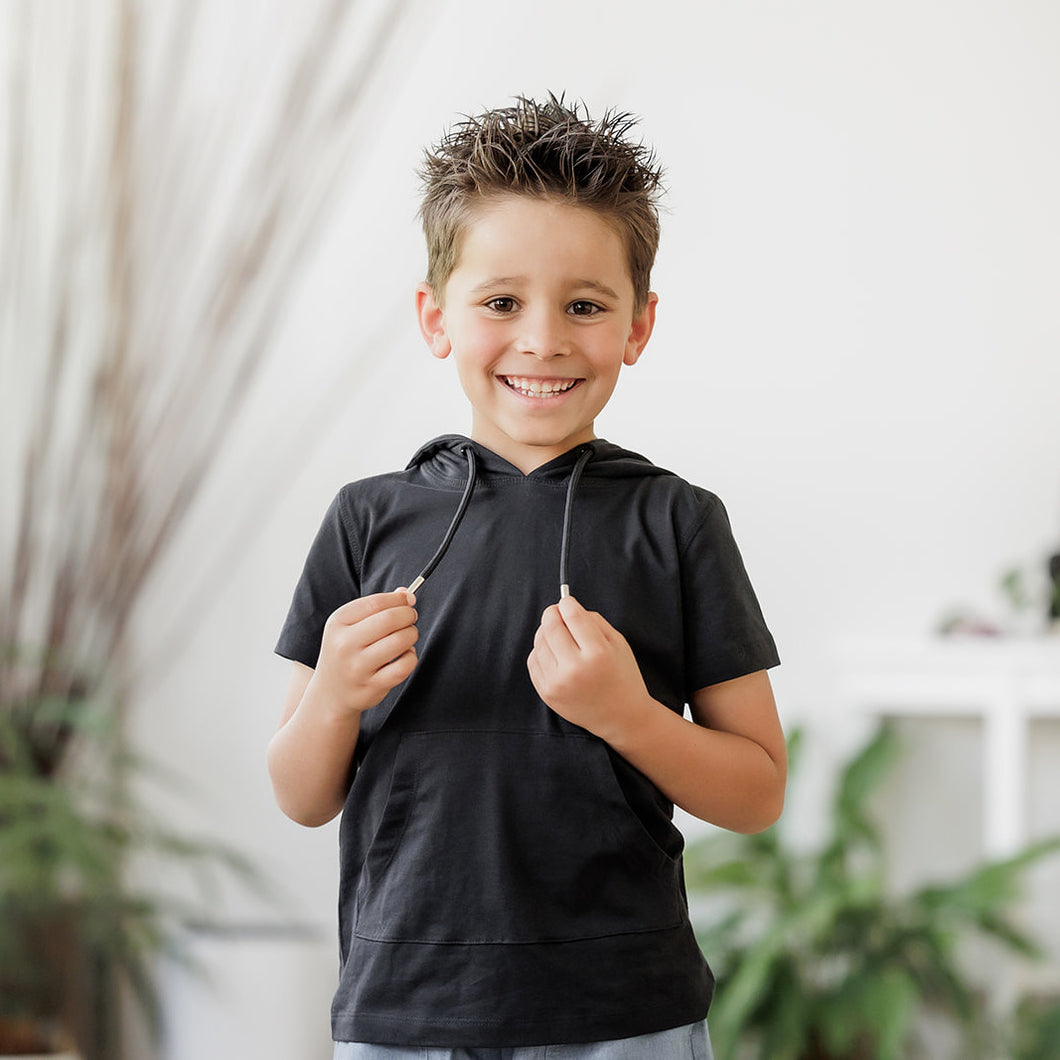 Child Sensory Friendly Clothing Gender Neutral Short Sleeved Hooded T-Shirt